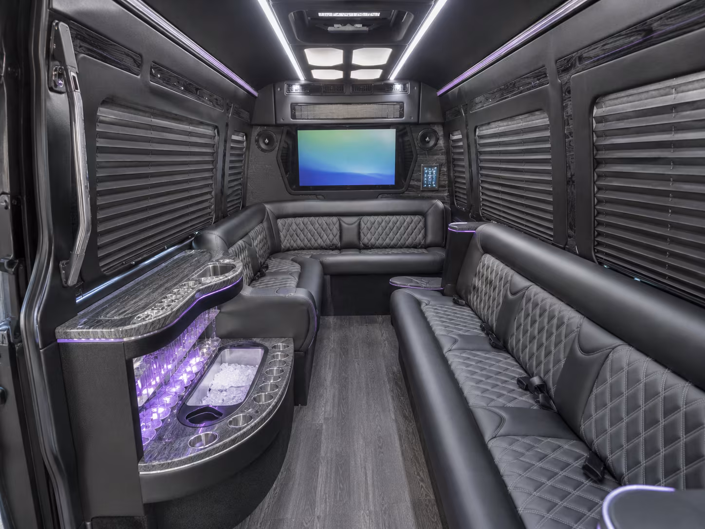 lakeville 18 passenger party bus interior