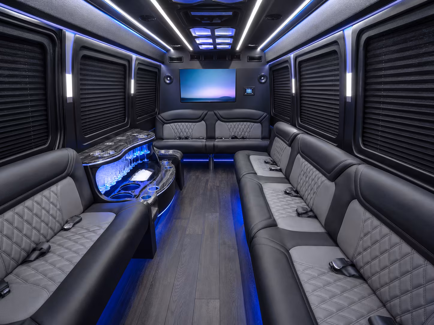 lakeville 20 passenger party bus inside
